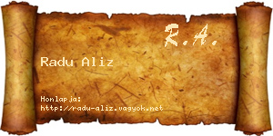 Radu Aliz névjegykártya